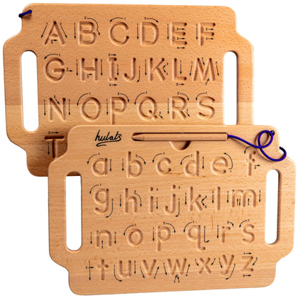 Hulats Learn to Write - Portable Wooden Alphabet Tracing Board - Tracing Letters for Kids Ages 3-5 - Montessori Toys for 3+ Year Old - Letter tracing fine Motor Skills Toys for 5 Year Old