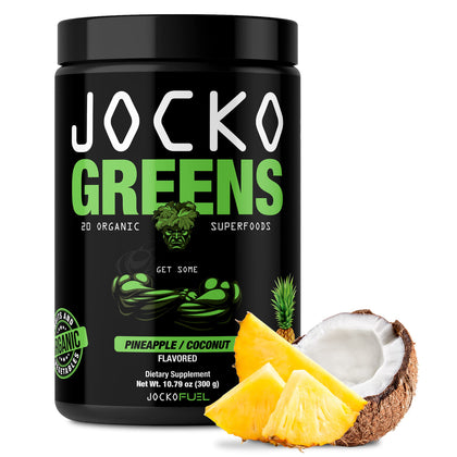 Jocko Greens Powder - Organic Superfood Supplement - KETO Friendly, Probiotics, Digestive Enzymes, Spirulina, Chlorella, Wheat Grass, Vitamin A, Monk Fruit Sweetened - Responsibly Sourced- 30 Servings