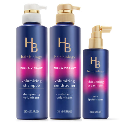 Hair Biology Volumizing Shampoo, Volumizing Conditioner & Hair Thickening Treatment, Full & Vibrant Collection, Paraben Free