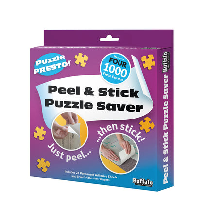 (4 Pack) Puzzle Presto! Peel & Stick Puzzle Saver: The Original and Still The Best Way to Preserve Your Finished Puzzle! 24 Adhesive Sheets and 8 Adhesive Hangars.