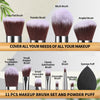 BS-MALL Makeup Brush Set 11Pcs Bamboo Synthetic Kabuki Brush Set Foundation Powder Blending Concealer Eye shadows Blush Cosmetics Brushes with Organizer Bag & Makeup Sponge
