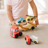 Melissa & Doug Wooden Emergency Vehicle Carrier Truck With 1 Truck and 4 Rescue Vehicles