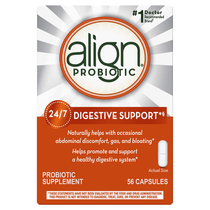 Align Probiotic, Probiotics for Women and Men, Daily Probiotic Supplement for Digestive Health*, #1 Recommended Probiotic by Doctors and Gastroenterologists, 56 Capsules