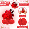 KatchOn, Red Valentine Honeycomb Centerpieces - Pack of 9 | Valentines Decorations for Party | Pink Valentines Day Table Decorations | Red Valentines Centerpieces for Tables, Valentines Day Decoration