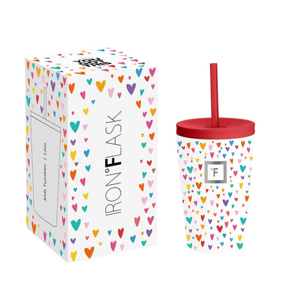 IRON °FLASK Kids Tumblers with Lids & Straws Cup - Double Walled, Drinking Cup Vacuum Insulated Stainless Steel Cups for Hot & Cold Drinks - Non-Slip, Splash & Spill Proof, 12 Ounces