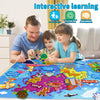 Taika World Felt Set, Felt World Map with World Famous Sights, Educational Play Mat Flannel Board Set, 43x28 inch Preschool Learning Flannel Board