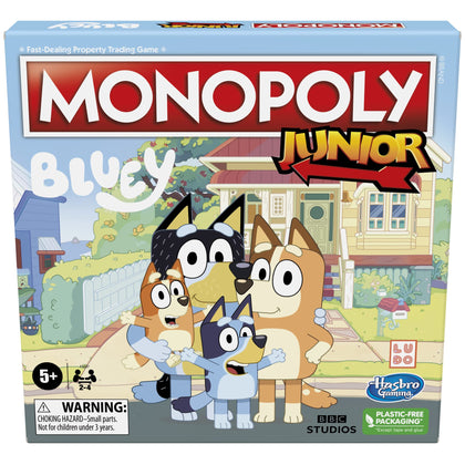 Hasbro Gaming Monopoly Junior: Bluey Edition Board Game for Kids, Play as Bluey, Bingo, Mum, and Dad, Easter Basket Stuffers, Ages 5+ (Amazon Exclusive)