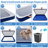 Hamiledyi Dog Potty Tray with Wall Pee Pad Tray Reusable Puppy Training Pads Holder Portable Dog Litter Box with Detachable Grille and Anti-Slip Mats for Medium and Small Dogs (Blue-Gray)