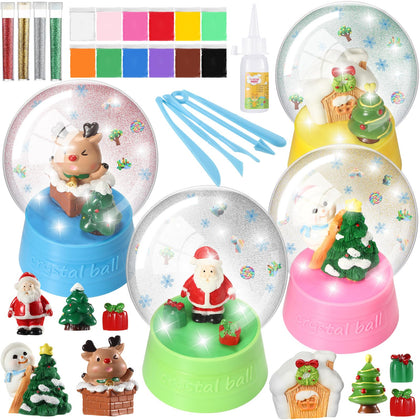 20 Pcs DIY Christmas Snow Globes Water Globe for Kids, Plastic Clear Snow Globe Water Globe Kit Christmas Crafts for Kids Xmas Party Gift Supplies, Boys and Girls