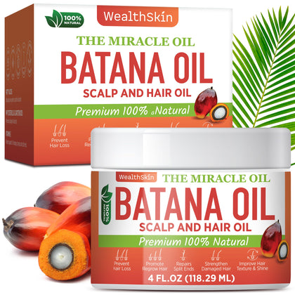 Batana Oil for Hair Growth: 100% Batana Oil from Honduras as Hair Mask, Scalp and Hair Oil. Repairs Damaged Hair & Skin, Reduces Hair Loss 4oz (4oz (118ml))
