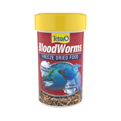 etra® BloodWorms 0.25 Oz, Freeze-Dried Food for Freshwater and Saltwater Fish, Seafood(Pack of 1)
