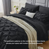 CozyLux Queen Comforter Set - 7 Pieces Comforters Queen Size Black, Pintuck Bed in A Bag Pinch Pleat Complete Bedding Sets with Comforter, Flat Sheet, Fitted Sheet and Pillowcases & Shams