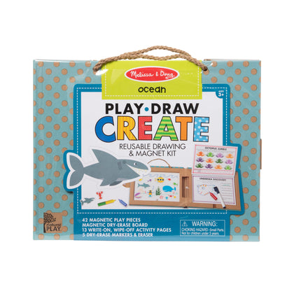 Melissa & Doug Natural Play: Play, Draw, Create Reusable Drawing & Magnet Kit - Ocean (42 Magnets, 5 Dry-Erase Markers), 11.9 x 9.5 x 1.25