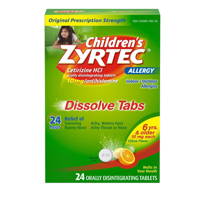Zyrtec Children's 24 HR Dissolving Allergy Tablets, Cetirizine, Citrus Flavor, 24 ct