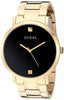 GUESS Men Analog Quartz Watch with Stainless Steel Strap, Gold-Tone/Black, 21.8 (Model: U1315G2)