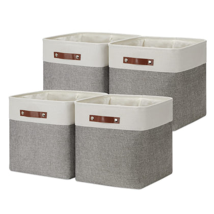 DULLEMELO 13 inch Fabric Storage Cubes 4 Pack Foldable Baskets/Bins for Home Office Organizer Closet, Shelves, Toy, Nursery