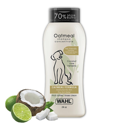Wahl USA Dry Skin & Itch Relief Pet Shampoo for Dogs - Oatmeal Formula with Coconut Lime Verbena & Pet Friendly Formula, 24 Oz - Model 820004A