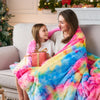 NEWCOSPLAY Super Soft Faux Fur Throw Blanket Premium Sherpa Backing Warm and Cozy Throw Decorative for Bedroom Sofa Floor (Dark Rainbow, Throw(50