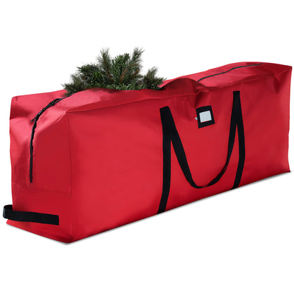 Zober Storage Bag for 9 Ft Artificial Christmas Trees - Waterproof with Durable Handles - Labeling Card Slot - Red