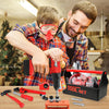 STEAM Life Kids Tool Set for Boys with Power Drill, Toddler Tool Set, Baby Tool Set, Kids Tool Kit, Toy Tool Set with Kid Tool Box and Toy Hammer, Red Electric Drill Tool Play Set for Kids 3 4 5 6 7 8