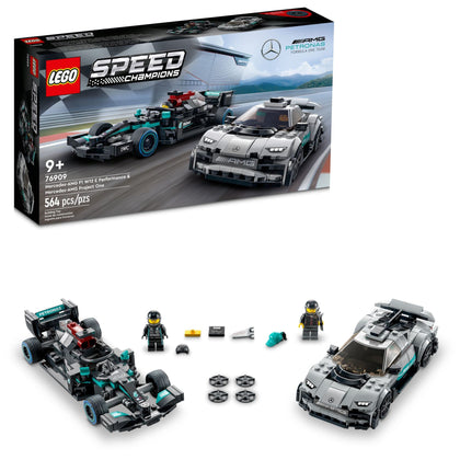Lego Speed Champions Mercedes-AMG F1 W12 E 76909 Performance & Project One Toy Car Set, Mercedes Model Car Building Kit, Collectible Race Car Toy, Great Car Gift for Kids and Teens
