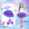 Hohosunlar Princess Dress Up Toys, Girls Dress Up Costumes Set W/ 3 themes of Unicorn Mermaid Ice Skirts, Shoes, Crowns, Purse and Toddler Jewelry Boutique Kit, Pretend Play Gifts for Girls 3-6