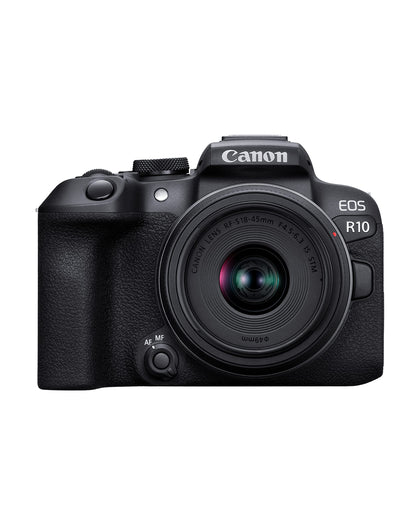 Canon EOS R10 RF-S18-45mm F4.5-6.3 is STM Lens Kit, Mirrorless Vlogging Camera, 24.2 MP, 4K Video, DIGIC X Image Processor, High-Speed Shooting, Subject Tracking, Compact, for Content Creators Black