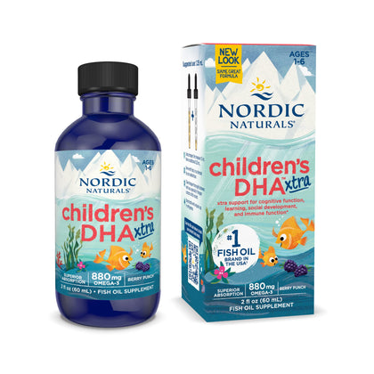 Nordic Naturals Childrens DHA Xtra, Berry Punch - 2 oz for Kids - 880 mg Total Omega-3s with EPA & DHA - Cognitive & Immune Function, Learning, Social Development - Non-GMO - 48 Servings