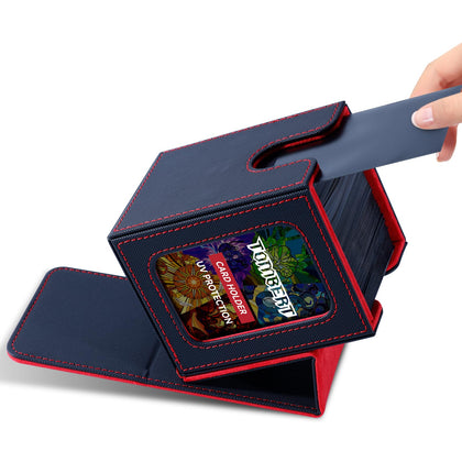 tombert Premium Deck Box Case for MTG Commander - Patented Design, Commander Display, As Deck Holder, Fits 100 Double-Sleeved Cards?black&Red?