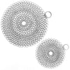 ONEEKK Cast Iron Skillet Cleaner Chainmail,2 Pack Premium Stainless Steel Chain Maille Scrubber for Cast Iron Pans,Stainless Steel,Glassware(7IN &5IN Round)