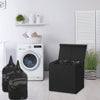 SimpleHouseware Double Laundry Hamper with Lid and Removable Laundry Bags, Black