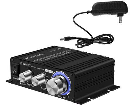 Kinter K3118 Texas Instruments TI Digital Hi-Fi Audio Mini Class D Home Auto DIY Arcade Stereo Amplifier with 12V 3A Power Supply Black