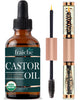 Organic Castor Oil (2oz) + Filled Mascara Tube USDA Certified, 100% Pure, Cold Pressed, Hexane Free by Live Fraiche. Hair Growth Oil for Eyelashes, Eyebrows, Hair. Lash Growth Serum. Brow Treatment