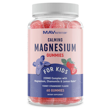 Magnesium Calming Gummies for Kids Relaxation & Natural Wake-Sleep Cycles | Relaxing Magnesium for Kids with Chamomile & Lemon Balm | Calm Gummies, Non-GMO, Gluten-Free, Naturally Sweetened 60ct