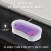 Lexon Oblio Box - White UV Sanitizer Box - Qi-Compatible UV-C Light Sanitizer with 10W Wireless Charger - Can be Used for Watches, Jewelry, & Glasses
