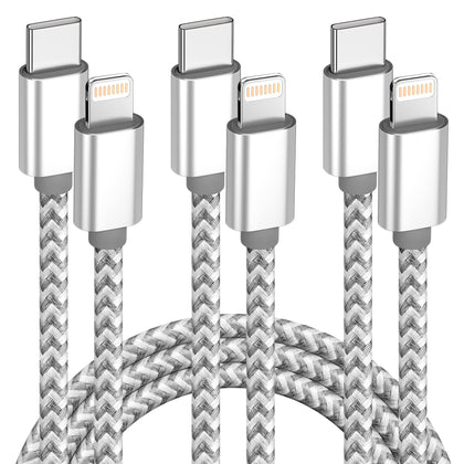 USB C to Lightning Cable 3Pack 6 FT Apple MFi Certified iPhone Fast Charger Type c to Lightning Cable Nylon Braided iPhone Cord for iPhone 13 12 11 Pro Max Xr Xs 8 7 6 Plus and More