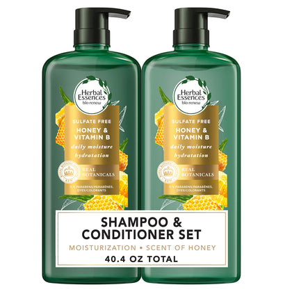 Herbal Essences Sulfate Free Shampoo and Conditioner Set - Hair Products Infused with Honey + Vitamin B - Paraben Free, Safe for Color Treated Hair, bio:renew, 20.2 Fl Oz Each