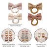 Baby Toddler Girls Hair Ties with Linen Bows,20 pcs No Damage Elastic Nylon Hair Bands Ponytail Holders,Small Hair Accessories Gifts for Girls Kids Children Thick Thin Hair