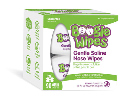 Baby Wipes by Boogie, Saline Wet Wipes for Nose, Face,Hand & Body, FSA/HSA Eigible, Made with Vitamin E, Aloe, Chamomile and Natural Saline, 90 Count (Packaging May Vary) - Unscented