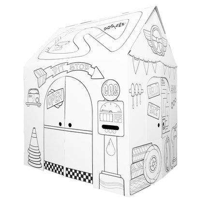 Easy Playhouse Garage - Kids Art and Craft for Indoor and Outdoor Fun, Color Favorite Garage Items- Decorate and Personalize a Cardboard Fort, 32