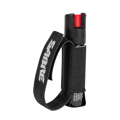 SABRE Runner Pepper Gel, Maximum Police Strength OC Spray, Reflective Hand Strap For Easy Carry & Quick Access, 35 Bursts, Secure to Use Safety, Optional Clip-On Alarm LED Armband Combos, Black Runner, 0.67 Fluid Ounces