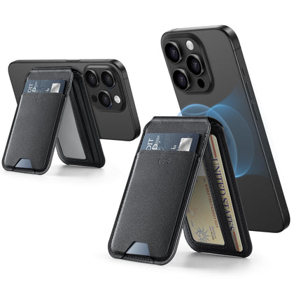 ESR Magnetic Wallet (HaloLock), Compatible with MagSafe Wallet, for iPhone Wallet with Adjustable Stand, for iPhone 15/14/13/12 Series, Not for iPhone 13/12 mini, 3 Card Holder, Vegan Leather, Black