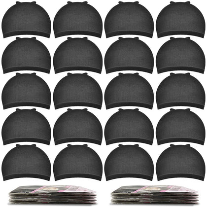 MORGLES Wig Caps, 20pcs Black Stocking Caps for Wigs Stretchy Nylon Wig Caps Wig Caps For Women Men, Black