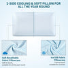 Olumoon Memory Foam Pillows - Cooling Pillow for Pain Relief Sleeping, Neck Pillow with Dual-Sided Washable Cover, Breathable Bed Pillows for Side, Back, Stomach Sleepers (White & Blue)