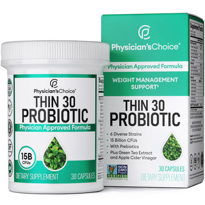 Physician's CHOICE Probiotics for Weight Management & Bloating- 6 Probiotic Strains - Prebiotics - ACV - Green Tea & Cayenne - Supports Gut Health - Weight Management for Women & Men - 30 ct