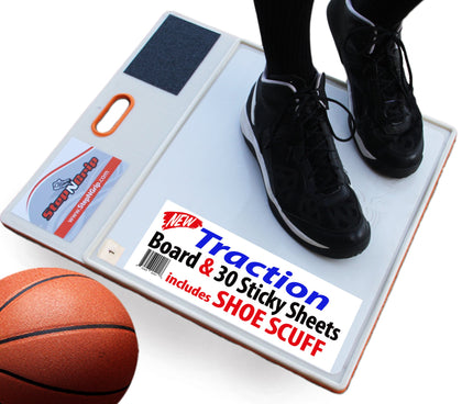 StepNGrip Basketball Traction Board - Grip Board for Court Shoes - Volleyball Shoe Scuff Mat - Sticky Mats for Shoes - Anti-Slip Pad Shoe Mat - Includes 30 Sticky Sheets