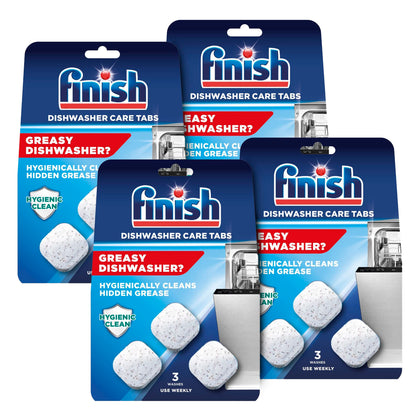 Finish In-Wash Dishwasher Cleaner Tabs - 3 Count (Pack of 4) Dishwasher Care Tabs, Hygienically Cleans Hidden Grease