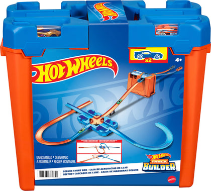 Hot Wheels Track Builder Playset, Deluxe Stunt Box with 25 Component Parts & 1:64 Scale Toy Car