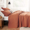 Bedsure Queen Quilt Bedding Set - Soft Ultrasonic Full/Queen Quilt Set - Clover Bedspread Queen Size - Lightweight Bedding Coverlet for All Seasons (Includes 1 Red Orange Quilt, 2 Pillow Shams)