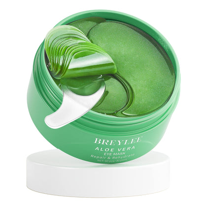 BREYLEE Aloe Vera Eye Mask- 60 Pcs - Puffy Eyes and Dark Circles Treatments - Look Younger and Reduce Wrinkles and Fine Lines Undereye, Improve and Firm eye Skin - Pure Natural Material Extraction